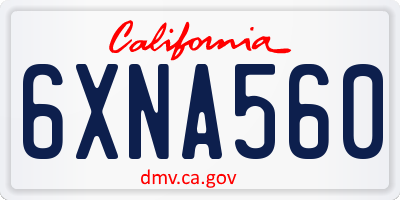 CA license plate 6XNA560