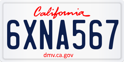 CA license plate 6XNA567