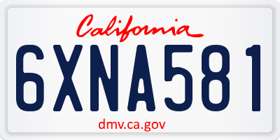 CA license plate 6XNA581
