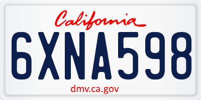 CA license plate 6XNA598