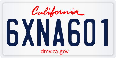 CA license plate 6XNA601