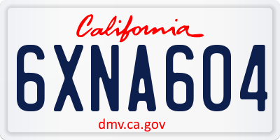 CA license plate 6XNA604