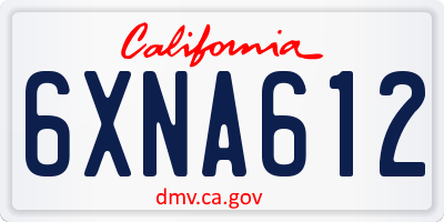 CA license plate 6XNA612