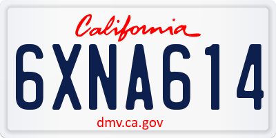 CA license plate 6XNA614