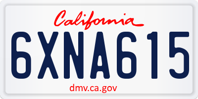 CA license plate 6XNA615