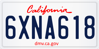 CA license plate 6XNA618