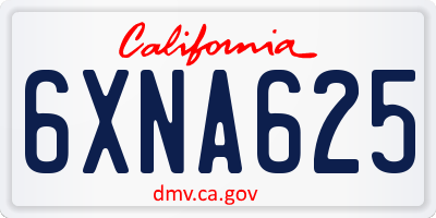 CA license plate 6XNA625