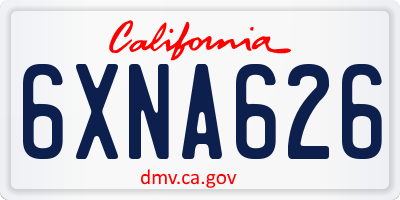 CA license plate 6XNA626