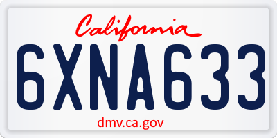 CA license plate 6XNA633