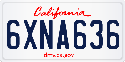 CA license plate 6XNA636