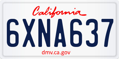 CA license plate 6XNA637