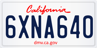 CA license plate 6XNA640