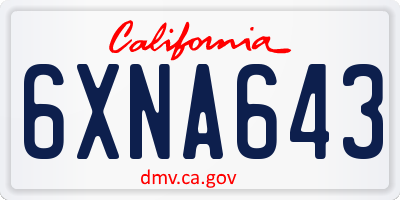 CA license plate 6XNA643