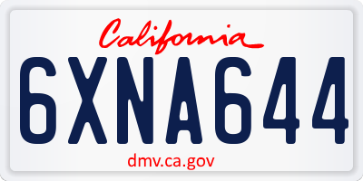 CA license plate 6XNA644