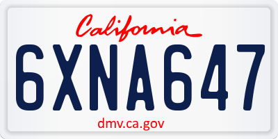 CA license plate 6XNA647