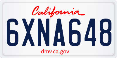 CA license plate 6XNA648