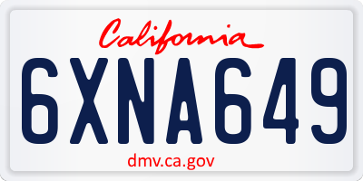 CA license plate 6XNA649