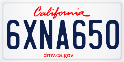 CA license plate 6XNA650