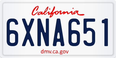 CA license plate 6XNA651