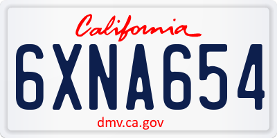 CA license plate 6XNA654
