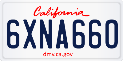 CA license plate 6XNA660