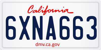 CA license plate 6XNA663