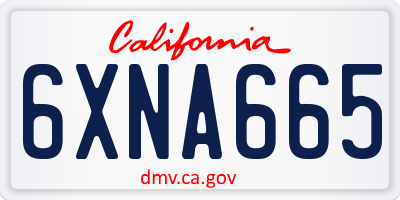 CA license plate 6XNA665