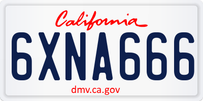 CA license plate 6XNA666