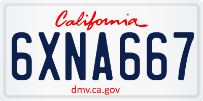 CA license plate 6XNA667