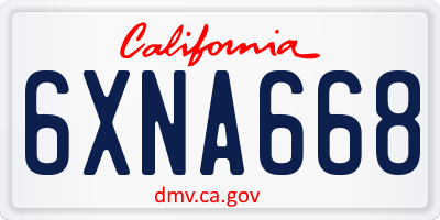 CA license plate 6XNA668