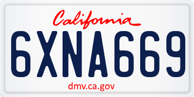 CA license plate 6XNA669
