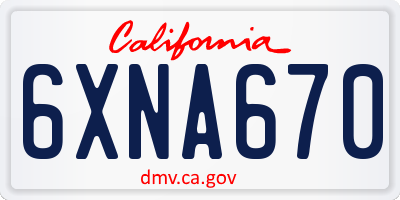 CA license plate 6XNA670