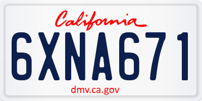 CA license plate 6XNA671