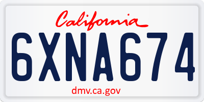 CA license plate 6XNA674