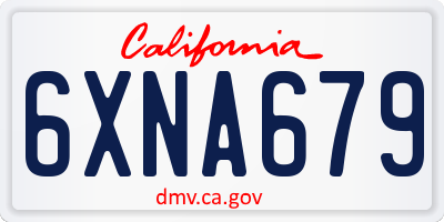 CA license plate 6XNA679