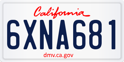 CA license plate 6XNA681