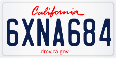 CA license plate 6XNA684