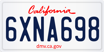 CA license plate 6XNA698