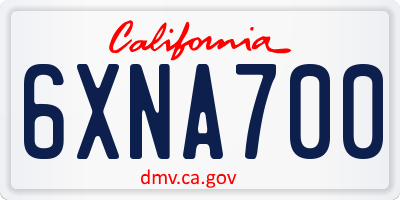 CA license plate 6XNA700