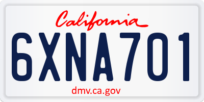 CA license plate 6XNA701