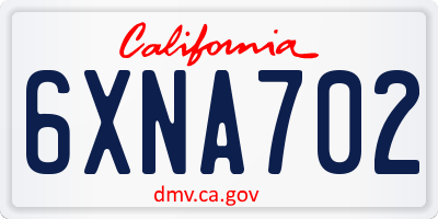 CA license plate 6XNA702