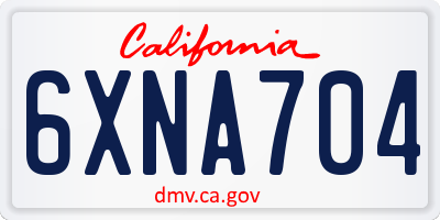 CA license plate 6XNA704