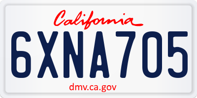 CA license plate 6XNA705