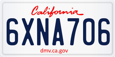 CA license plate 6XNA706