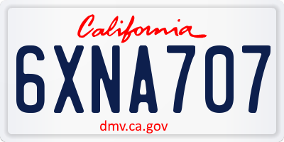 CA license plate 6XNA707