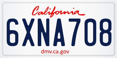 CA license plate 6XNA708