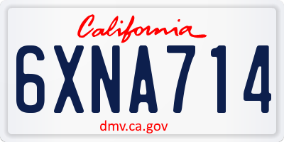 CA license plate 6XNA714