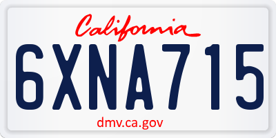 CA license plate 6XNA715