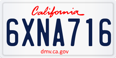 CA license plate 6XNA716