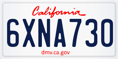 CA license plate 6XNA730